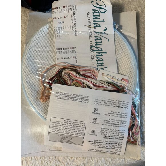 Designs For The Needle Paula Vaughan Cross Stitch Kit Pink Ribbon Rose - Picture 2 of 3